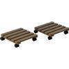 Outsunny Set di 2 Supporti per Piante quadrate, Porta Piante con Ruote, Supporto per vasi di Fiori, per Interni ed Esterni Dim. 30 x 30 x 7 cm (Lunghezza x Larghezza x Altezza)