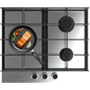Cecotec Piano Cottura a Gas a 3 Fuochi Bolero Squad G 3400F Inox. 6.2kW, Triplo Anello, Acciaio Inox, Griglie Ghisa, Bruciatore WOK, Accensione Elettronica, Sistema Sicurezza, Conversione a Gas Butano