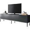 Dmora - Mobile porta TV Regulus, Credenza da soggiorno, Armadio basso per TV, Base parete attrezzata, 180x30h47 cm, Antracite e Argento