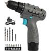 Cecotec Trapano a Batteria PowerForce 1000. 12V 2000mAh, 2 Velocità 400/1400rpm, Coppia 28Nm 20 Livelli, LED, Cambio Punta Senza Chiave, Ergonomico, Include Punte e Trapani per Lavoro Rapido e Preciso