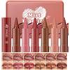 Baorder Matita per labbra 2 in 1, 6 colori sfumati, rossetto opaco, nude, marrone, rosso, velluto, ad alta pigmentazione, lunga durata, matite per labbra naturali