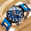 Orologio Sport Uomo Elegante In Silicone Blu E Doré TT-00097