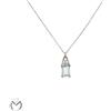 Collana oro bianco 18 kt 750 diamanti 0,02 ct e acquamarina 0,62 ct -1048/ST