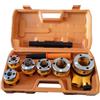 topolenashop Set Filiera Manuale per Tubi Idraulici con Cricchetto e Prolunga 7 Pezzi | Filiere 1/4 - 1.1/4 con Pettini in Acciaio e Valigetta Rigida | Kit Professionale per Idraulici e Installatori