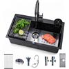 Bhpnak Lavello da incasso per cucina in acciaio inox con rubinetto e scolapiatti 60 * 45