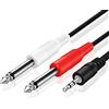 TNP Products TNP Cavo Audio Premium da 3,5 mm TRS a Doppio 1/4 Pollici TS (4.5 M) - Cavo RCA Mini Jack Radio Filo Connettore Telefonico Maschio 3,5 mm 1/8 Stereo AUX Ausiliario a 6,35 mm 1/4 Y Casse Spina