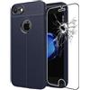 ebestStar - Cover Compatibile con iPhone 7, iPhone 8 Custodia Protezione Silicone Gel Morbida Sottile Pelle Design, Blu Scuro + Vetro Temperato [Apparecchio:138.3/138.4x67.1/67.3x7.1/7.3mm 4.7]