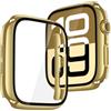 Recata 2 Pezzi Cover per Apple Watch SE 3/SE 2/SE/Series 6/5/4 44mm | Custodia con Vetro Temperato Protettivo, Rigida in PC con Protezione Antiurto, Resistente ai Graffi, 1 Oro + 1 Trasparente