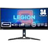 Lenovo Legion Y34wz-30 Monitor Gaming Curvo 34 WQHD (3440x1440), VA, 1ms, 165Hz (Overclock 180Hz), Altoparlanti, Regolabile, AMD FreeSync Premium Pro, HDMI 2.1 + DP + USB-C