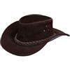 Infinity Leather Cappello Australiano Unisex in Stile Western in Marrone Pelle Scamosciata Western Cowboy M