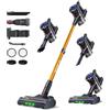 MONSGA Aspirapolvere Scopa Senza Fili 55kPa/550W/60 Min per Peli di Animali | Leggera e autoportante, spazzola antigroviglio V, luce LED verde, filtrazione 7 strati, pavimenti duri, auto, divano