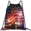 Lsjuee Fuochi d'artificio bandiera americana unisex semplice borsa con coulisse per il tempo libero, borse con coulisse da palestra, borse portaoggetti per zaino portatile da esterno