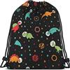 Lsjuee Simpatici dinosauri astronauti Borse con coulisse Zaino Borsa Spazio esterno Galassia Pianeta Astronave Stelle Cool Animal Sport