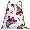 Lsjuee Borsa con coulisse per il tempo libero unisex con stampa di pattini a rotelle a colori, borse con coulisse da palestra, borse portaoggetti per zaino portatile da esterno