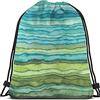 Lsjuee Borse con coulisse di colore verde e blu Borsa a tracolla Strisce colorate Pittura a olio Onda sfumata Arte Sport uomo Donna