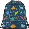 Lsjuee Dinosauro Borse con Coulisse Zaino Borsa Simpatico Cartone Animato Piccolo Animale Divertente Fresco Colorato Dino Tropicale Foglia di Palma Sport Sacco da Palestra Borsa con Coulisse Borsa con Corde