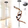 Generic Palo da ballo permanente per montaggio a soffitto professionale 45 mm Spinning Spinning Spogliarello Pole con accessori di estensione per fitness e prestazioni