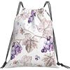 Lsjuee borsa con coulisse per il tempo libero unisex con foglie d'uva, borse con coulisse da palestra, borse portaoggetti per zaino portatile da esterno