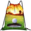 Lsjuee Sport Golf Ball Sunset Tree Borsa con coulisse per il tempo libero unisex semplice, borse con coulisse da palestra, borse portaoggetti per zaino portatile da esterno