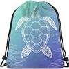 Lsjuee Tartaruga Borse con coulisse Zaino Borsa Oceano Mare Animale Alghe Cartoon Doddle Art Bolla subacquea Sport uomo Donn