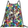 Lsjuee Cubi di colore astratto Viola Borsa con coulisse per il tempo libero unisex semplice, borse con coulisse da palestra, borse portaoggetti per zaino portatile da esterno