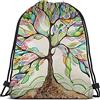 Lsjuee Love Tree Borse con coulisse Zaino Borsa Arcobaleno Albero colorato Foglie Stagione Vita arte Grande ramo Primavera Serie Sport Palestra p