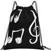 Lsjuee Note musicali Borsa con coulisse per il tempo libero unisex semplice, borse con coulisse da palestra, borse portaoggetti per zaino portatile da esterno