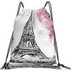Lsjuee Borsa con coulisse per il tempo libero unisex Torre di Parigi con pittura a olio, borse con coulisse da palestra, borse portaoggetti per zaino portatile da esterno