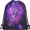 Lsjuee Acchiappasogni Borse con coulisse Borsa a tracolla Farfalla Piuma Boho Galaxy Purple Magic Style Stelle Universo Sport uomo Donn