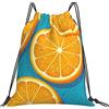 Lsjuee Borsa con coulisse per il tempo libero unisex di frutta fresca d'arancia, borse con coulisse da palestra, borse portaoggetti per zaino portatile da esterno