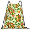 Lsjuee Borsa con coulisse per il tempo libero semplice unisex con fiori gialli e frutti d'arancio, borse con coulisse da palestra, borse portaoggetti per zaino portatile da esterno