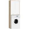 LBSIGN Mobile Coprilavatrice Lavanderia 2 Ante A Colonna 64x30x180 Diana Rovere/Bianco