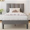 VECELO Letto imbottito da 90 x 200 cm con rete a doghe, letto singolo con testiera in velluto regolabile in altezza, struttura stabile, silenzioso, non necessita di contenitore, 20 cm di spazio sotto