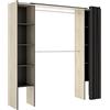 DEKIT GRUPO RIMOBEL SUIT - Cabina armadio aperta con ripiani regolabili e tenda - Naturale/Grafite - 205 x 50 x 177,5 cm