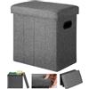 COSYLAND Puff Pieghevole con Contenitore 39L- Pouf Contenitore in Tessuto Lino, Cassapanca Salvaspazio per Interni - Panca Contenitore Multiuso da 200kg per Ingresso, Soggiorno e Camera(Grigio scuro)