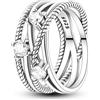 NARMO Anelli per le Donne 925 Anelli in Argento Sterling Linea intrecciata con Cubic Zirconia Anello di Dichiarazione Anello di fidanzamento Dimensione 19.5