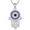 Aniu Collana da Donna in Argento Sterling 925 con Ciondolo a Forma di Mano di Fatima con Cristalli Austriaci, Regalo di Protezione, Fornito in Confezione Delicata