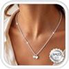 Chriscoco Collana Argento 925 Donna Collana Oro con Ciondolo Regolabile | Placcata Oro 14K,Catenina Argento 925 Donna Ragazza,Ipoallergenico Cuore Moneta Cerchio Sole Collane,Lunga Collanina Gioielli