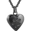 InfuMemo Collana commemorativa con urna commemorativa per ceneri di cane/gatto a forma di cuore per animali domestici, urna commemorativa con impronta di zampa, gioiello commemorativo per ceneri