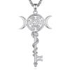 INFUSEU Collana della Dea della Luna Tripla in Argento 925 Ciondolo Magico Pagano Wiccan Dea Ecate Lilith Amuleto Gioielli di Protezione per Donne Uomini