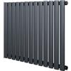 Monster Shop Radiatore Ovale a Colonna Singola 600 x 780 mm Orizzontale Design Moderno Acciaio al Carbonio Riscaldamento Centrale Antracite con Kit Fissaggio e Spazzola
