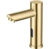XJTNLB Rubinetto Sensore Automatico Bagno Rubinetto Lavabo Touchless Acqua Calda e Fredda Miscelatore Lavabo in Acciaio Inox,Oro Spazzolato,Basso
