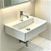 NUESTRA VIDA Lavabo a parete in ceramica, bianco, rettangolare, 40 x 29,5 x 12 cm, con foro per rubinetto senza troppopieno, lavabo a mano per piccoli ospiti
