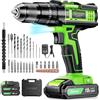 Ginour Avvitatore a Batteria 18V, Trapano 45Nm, 66 Accessori, 2 Batterie al Litio da 2000mAh, 1 Ora Caricatore Rapido, 2 Velocità, 20+3 Coppie