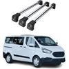 OMAC Barre Portatutto Trasversali Compatibili con Ford Transit Custom/Tourneo Custom I 2012-2023 - 3 Stangen - Bloccabile - Alluminio Argento
