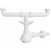Schläfer 4395322 | Sifone Salvaspazio Universale a Fiasco per Lavelli 1"1/2 con Doppio Attacco Lavastoviglie, Uscita Diam. 40mm x L. 250 mm, Scarico Ispezionabile, Bianco.