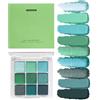 Sucritude Palette Ombretti Glitter Verde Diamante - 9 Colori per Occhi Altamente Pigmentati e Brillanti - Trucco per Halloween e Carnevale