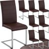 tectake® Set di 8 Sedie Sala da Pranzo, Schienale Ergonomico, Poltroncine in Similpelle Resistente, Sedie Sala da Pranzo Moderne Ideali per Cucina, Soggiorno e Camera da Letto - Marrone