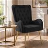 Hellove Poltrona e Poltroncina Salotto, Poltrone Moderne in Velluto-Sedia Poltrona e Sedia Trucco-Poltrona Camera da Letto con Piedini Oro-Poltroncina da Camera per Relax e Lettura, Nero