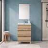Inbagno Mobile Bagno A Terra 60 Cm Quercia Naturale Con 3 Cassetti Soft-Close, Lavabo In Ceramica - Mobile Bagno Completo Linea Leda
